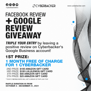 Cyberbacker Facebook Review Giveaway + Google Review Giveaway