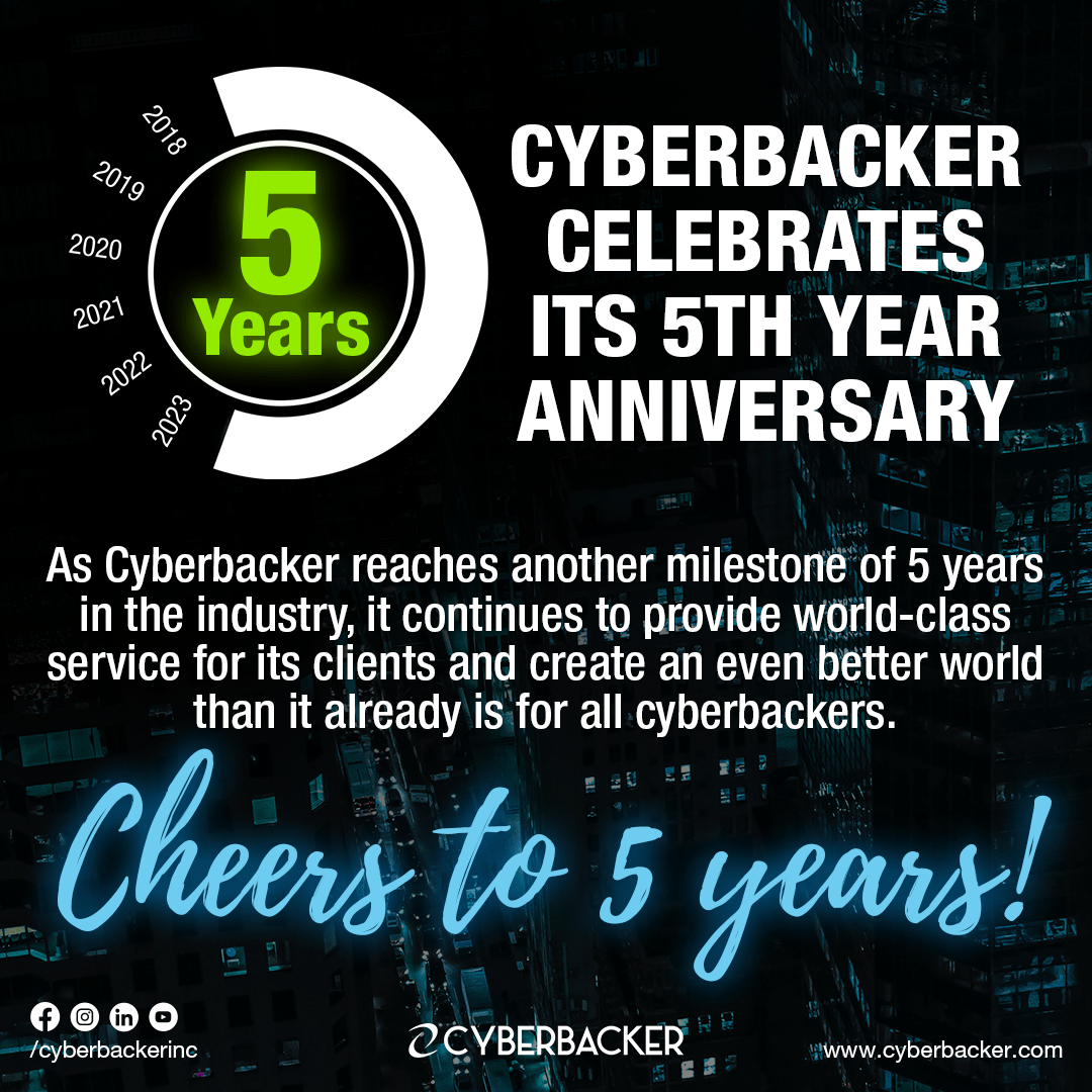 Happy 5th Anniversary Cyberbacker - Virtual Assistant